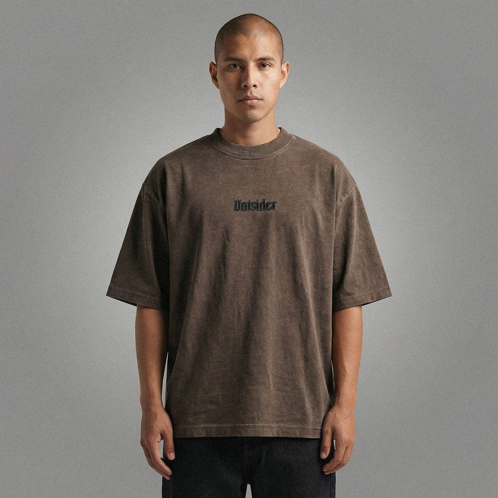 Outsider Vintage-Washed Drop-Shoulder T-Shirt [Embroidered]