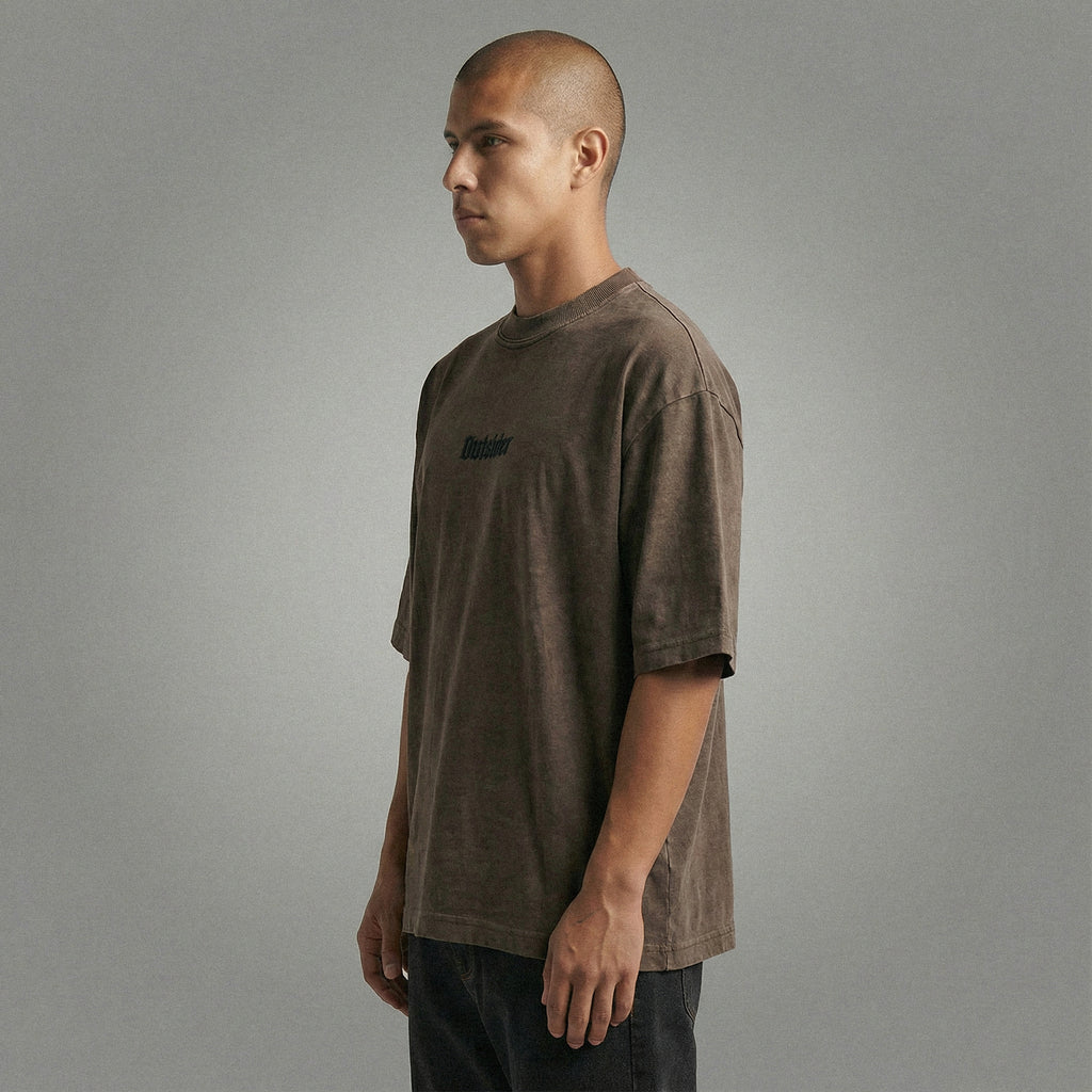 Outsider Vintage-Washed Drop-Shoulder T-Shirt [Embroidered]