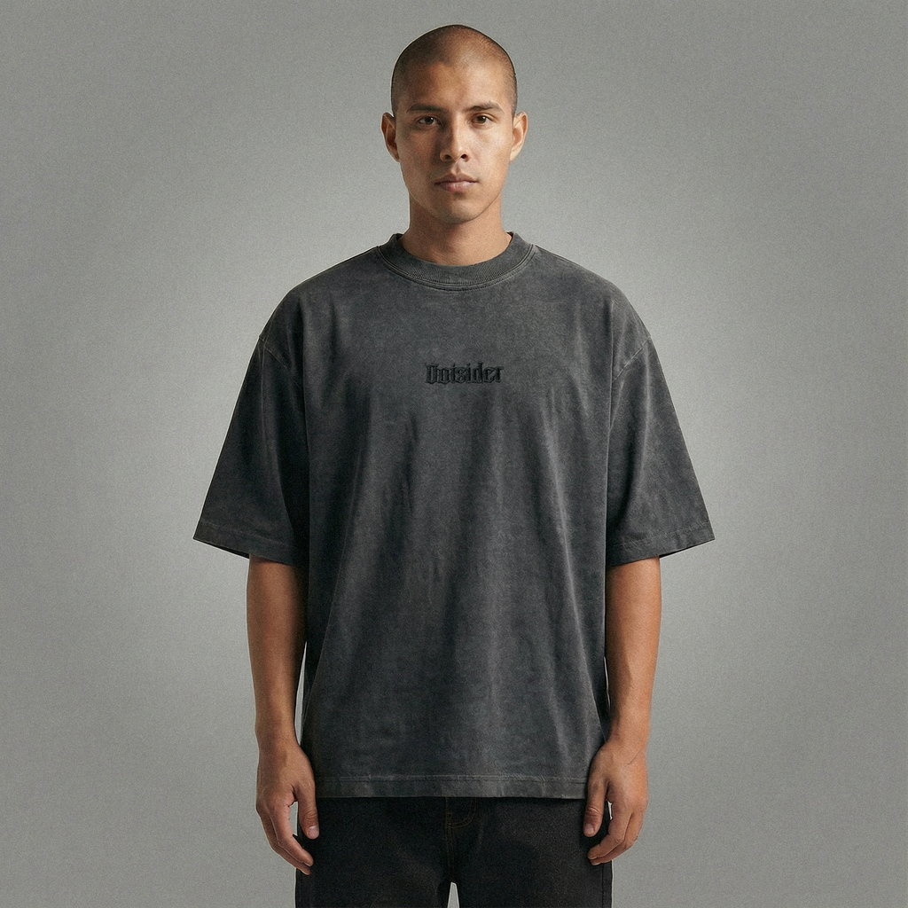 Outsider Vintage-Washed Drop-Shoulder T-Shirt [Embroidered]