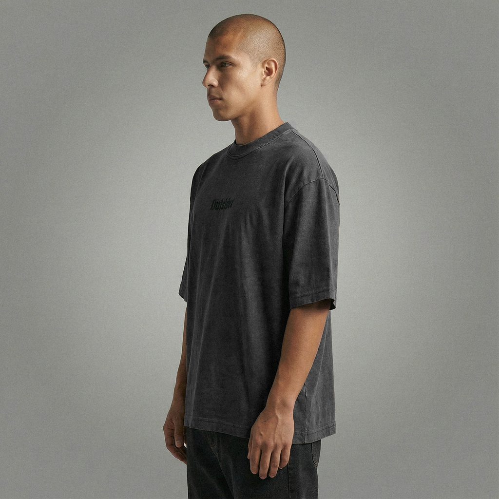 Outsider Vintage-Washed Drop-Shoulder T-Shirt [Embroidered]